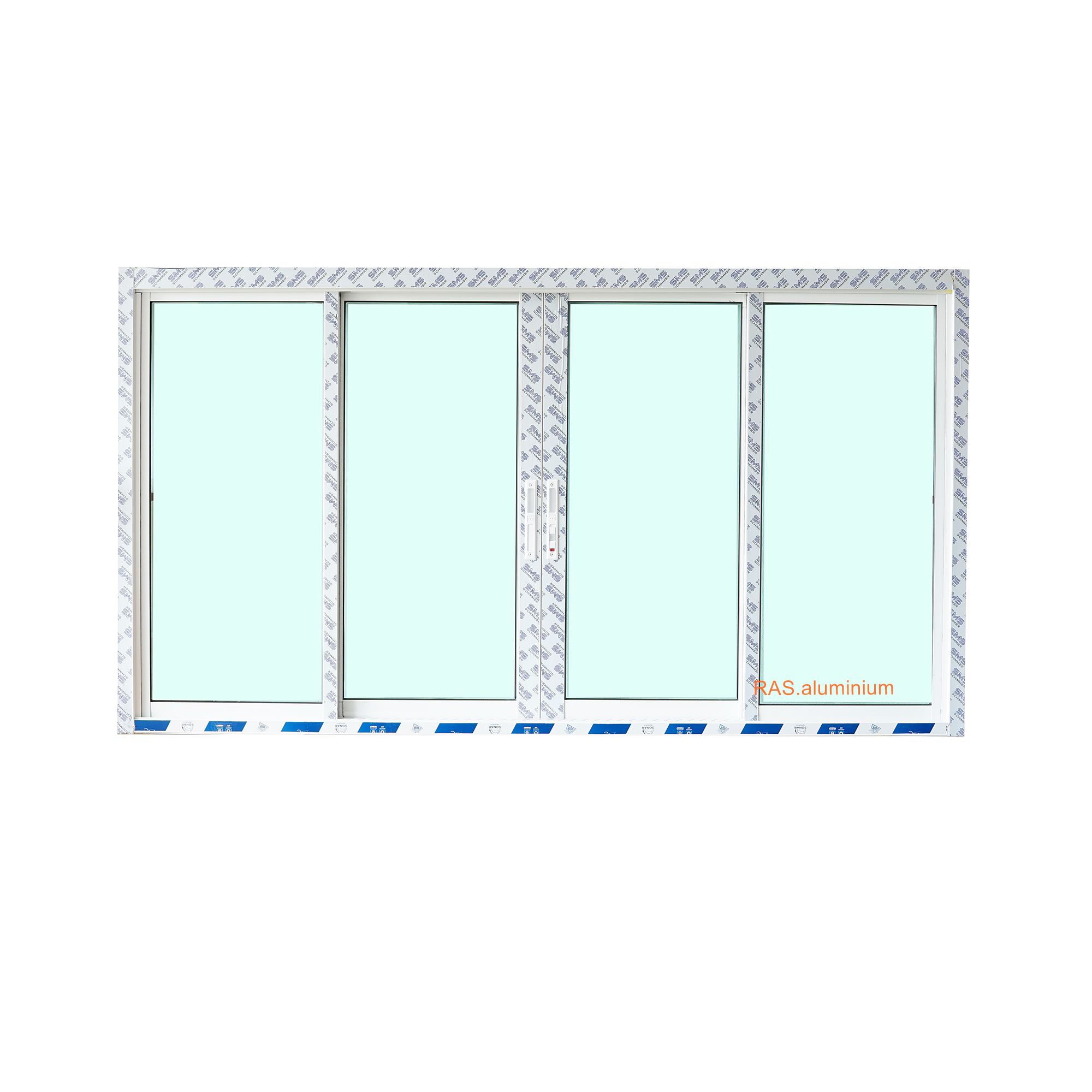 หน้าต่างบานเลื่อน 240 x110 สีอบขาว ชุดสำเร็จ