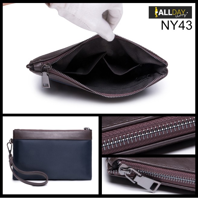 มาใหม่! NY43 กระเป๋าคลัช คลัทช์ กระเป๋าถือ สีกรมท่า สวยเท่ ผ้า Nylon กันน้ำ ผู้ชาย ผู้หญิง