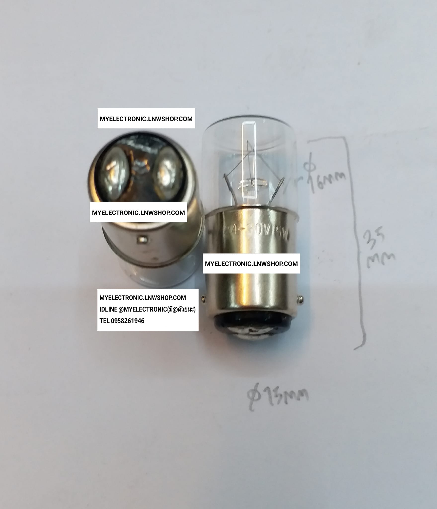 ขาย หลอดไฟ24/30V5W ก้น2จุด BA15D T16×35MM. หลอดไฟเขี้ยว 24-30V5W 30-24V5W 30/24V5W 24/30V5W หลอดเขี่ยว ก้นสองจุด ก้น2จุด หลอดไฟ 24V/30V 5W ของแท้ ราคา ตัวละ . . . . หน่วย บาท