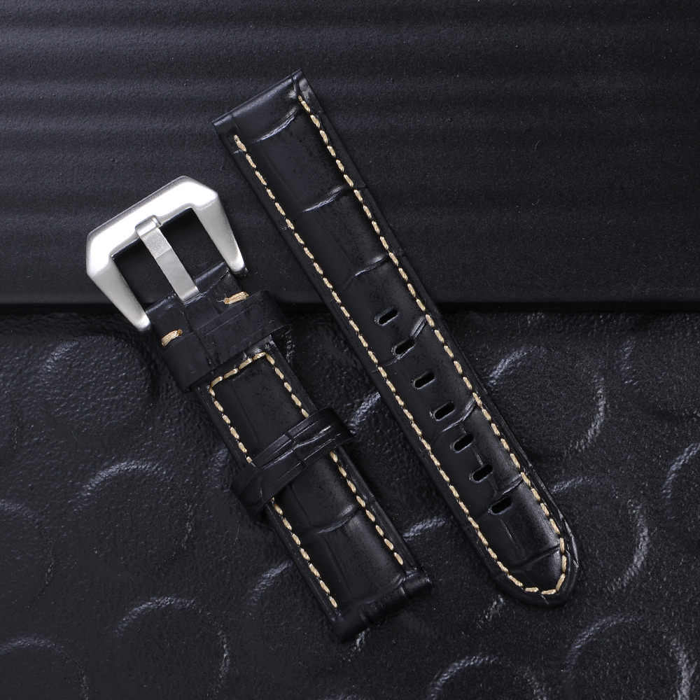 WS-09-10-22-57-60 สายนาฬิกาหนังแท้ GENUINE LEATHER WATCH BAND ขนาด 20 มิล อุปกรณ์เสริมนาฬิกาชายและหญิง ชิ้น 225 กรัม Black-Brown 20 mm