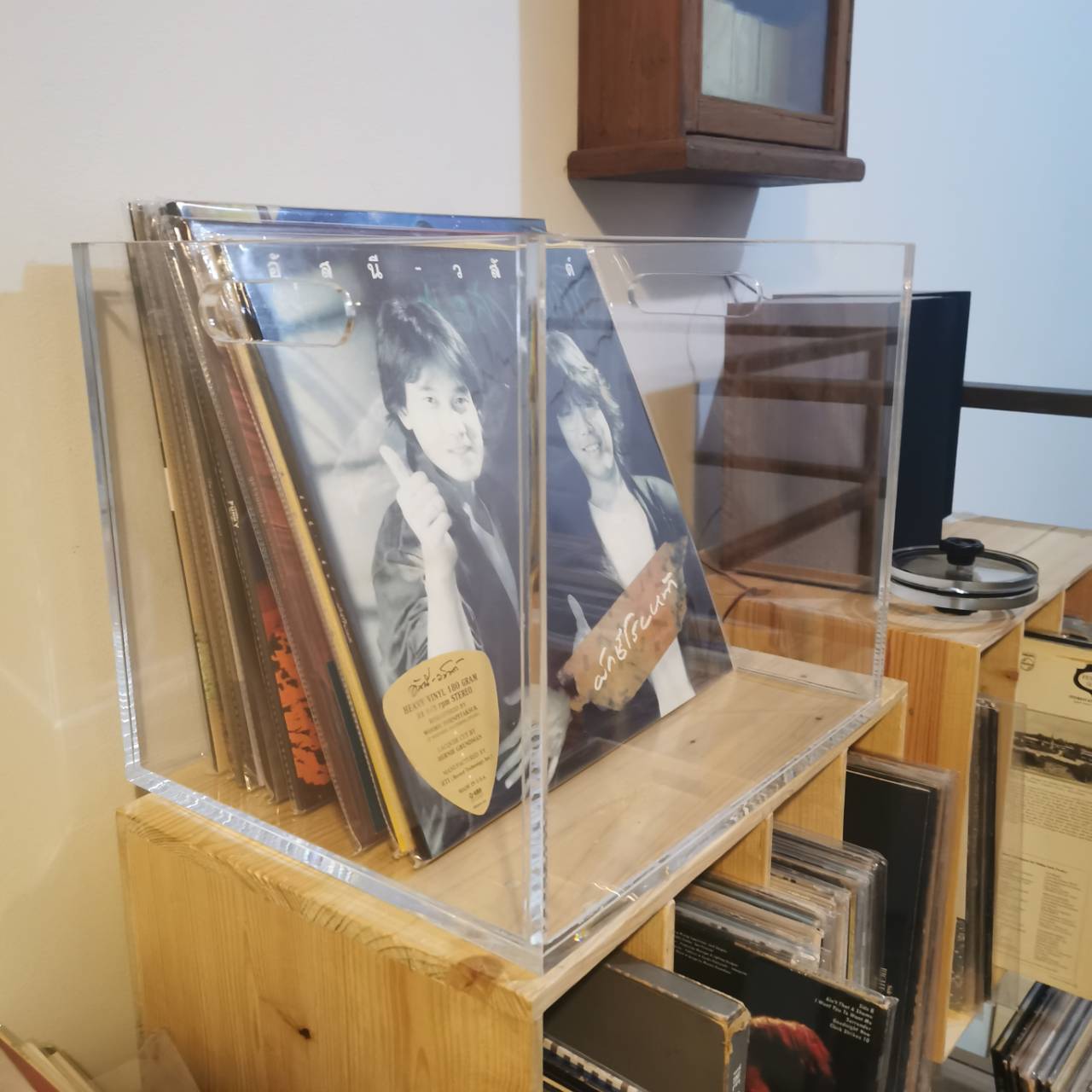 กล่องใสใส่แผ่นเสียง กล่องอะคิลิคเก็บแผ่นเสียง ใส่แผ่นได้25แผ่น