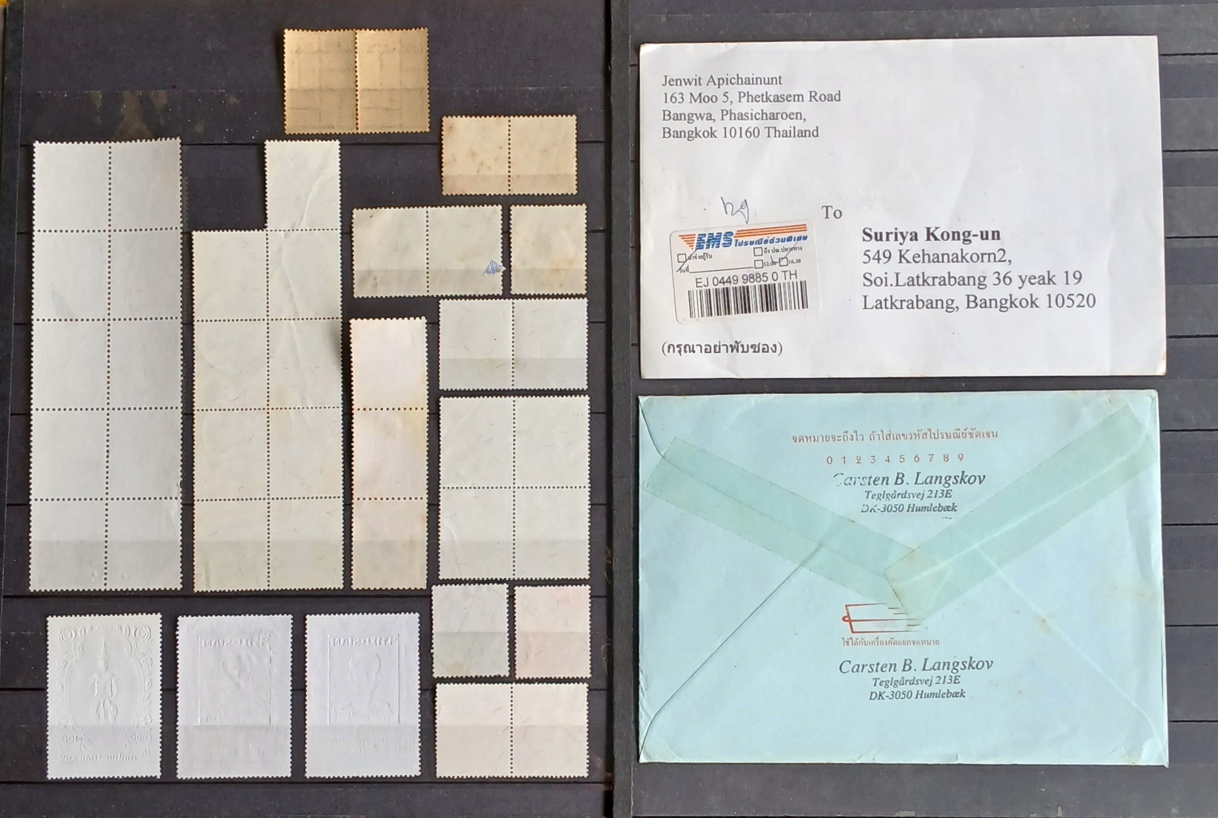 s3464-แสตมป์ไทยใช้แล้ว มีบล็อก,เดี่ยว,คู่,ดวงติดกัน มีหน้าดวง 100, 200 บาท (รวมราคาหน้าดวง 1100+) ...+ซองจดหมายส่งจริง ติดแสตมป์ไทย 1ซอง ...+ซองจดหมายส่งจริง ต่างประเทศมาไทย 1 ซอง