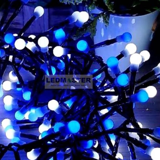 ไฟประดับตกเเต่งปีใหม่ ไฟเส้น led ไฟเชอรี่งานเกรดA 300LED /2 เเสง (ฟ้า-ขาว) /ปรับได้ 8 โหมด จำนวน 300 หลอดมีซิลิโคนกันน้ำ ความยาว 8 เมตร สายไฟสีดำหนาทนทาน ใช้สำหรับเป็นไฟเเฟนซีประดับอาคาร สถานที่ ตกเเต่งสวน งานปีใหม่ งานลอยกระทง ไฟประดับห้อง ไฟตกเเต่ง led