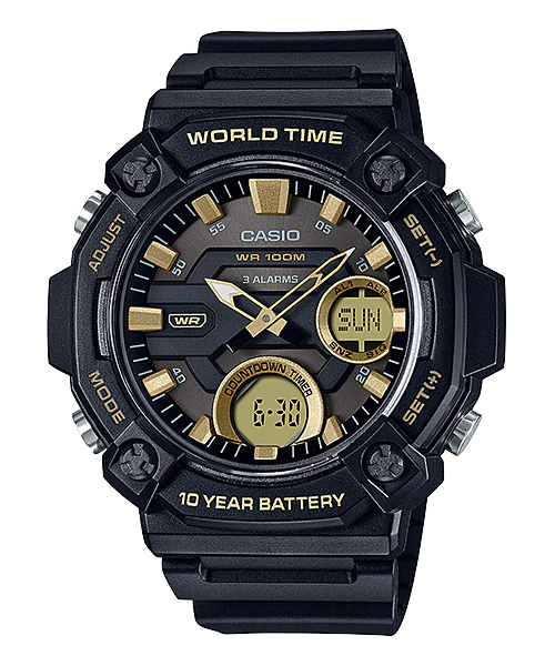 AEQ-120W-9AV | ระบบผสมอะนาล็อก-ดิจิตอล | วัยหนุ่มสาว | นาฬิกา | CASIO (10-YEAR BATTERY)