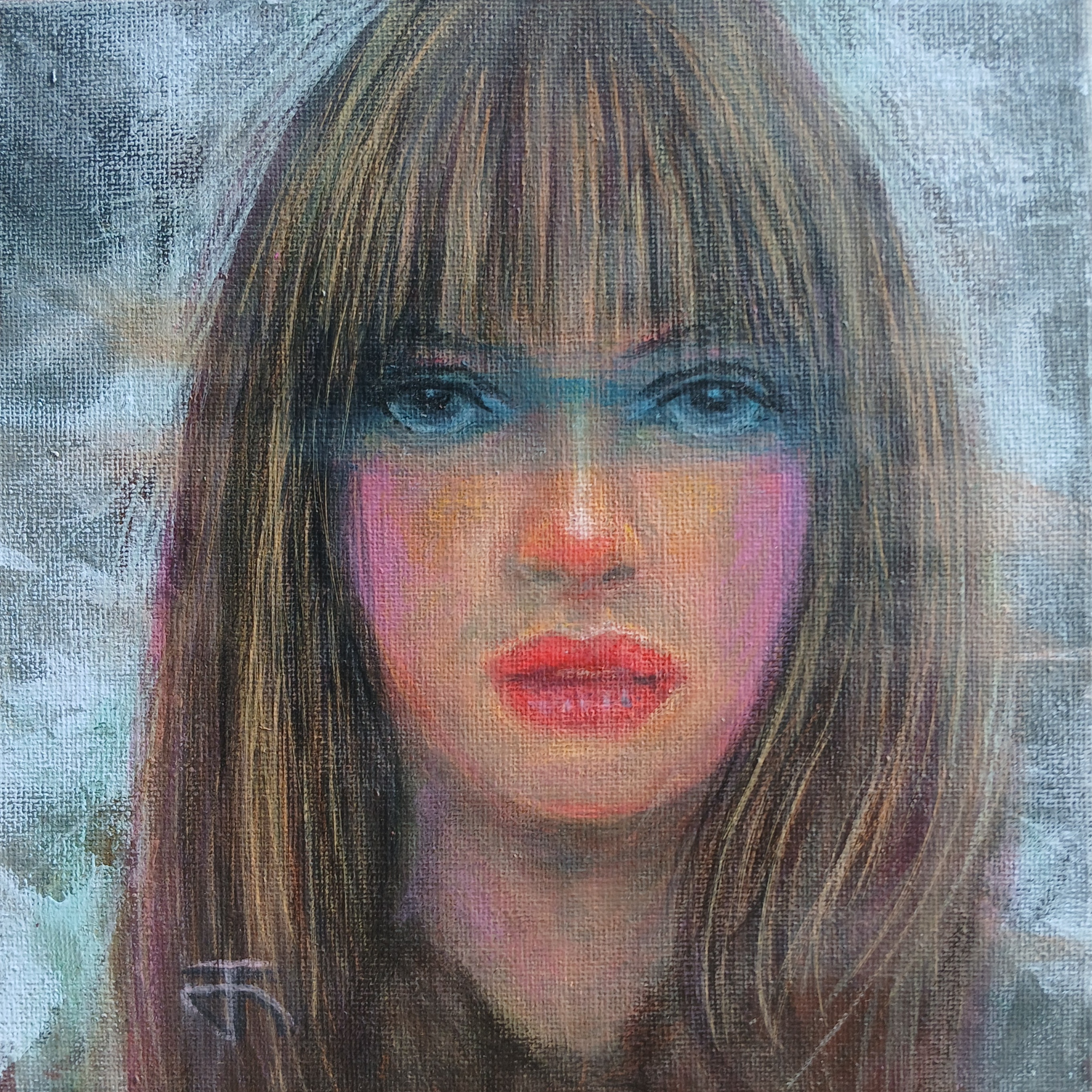 Portrait.11 ภาพวาดสีอะครีลิค บนเฟรมผ้าใบ ขนาดเล็ก 20 cm. x 20 cm. Small art