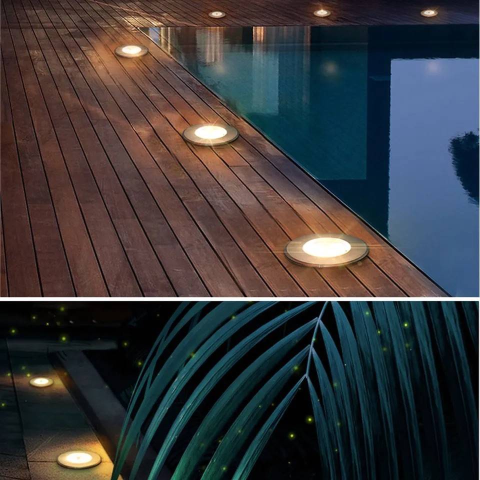 💦IP68ลงน้ำได้)ไฟฝังพื้น ไฟใต้น้ำ=งานผลิตส่งห้าง= IP68 DC12V 1W 3W 5W 9W 12W [มอก. สแตนเลสเเท้] led under ground uplight