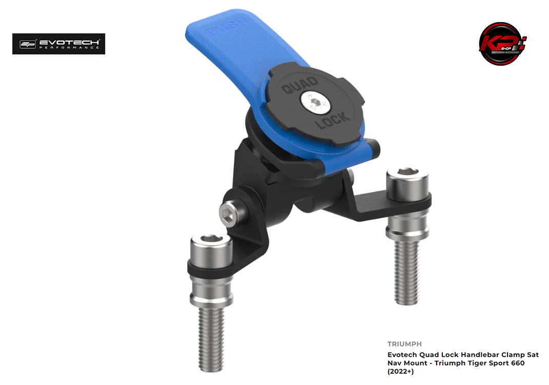 ขายึดโทรศัพท์ Evotech Quad Lock Handlebar Clamp Sat Nav Mount - Triumph Tiger Sport 660 (2022+)