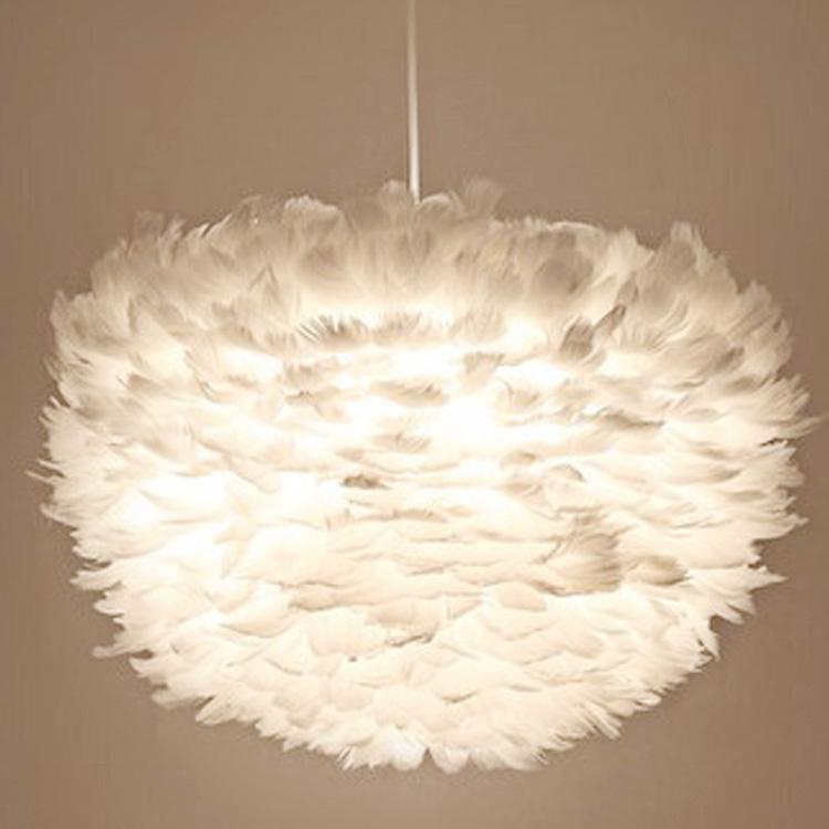 Pendant Lamp Lights Modern Style โคมไฟทรงกลมขนนกสีขาว ขนาดเส้นศูนย์กลาง 30 เมตร เเถมฟรี !! หลอดไฟ led E27 โคมไฟเพดาน โคมไฟ led โคมไฟตกเเต่งบ้าน โคมไฟประดับตกเเต่งเพดาน