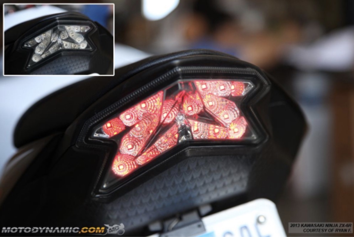 ไฟท้ายแต่ง 2013-2018 Kawasaki Ninja ZX-6R & 2016 Z800 Tail Light Smoke Lens