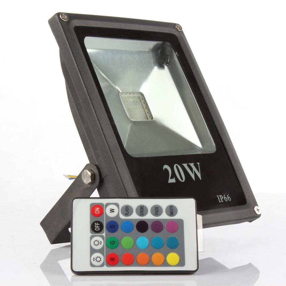 ส่งฟรี + เก็บปลายทาง ! LED FLOODLIGHT 20 W สี RGB 220V สปอร์ตไลท์สลับสี rgb ปรับได้ 16 โหมด ไฟตกเเต่ง ไฟประดับ ไฟปีใหม่ สวน ทางเดิน ป้ายโฆษณา ประดับเทศกาลปีใหม่ คริสมาส รุ่นบาง ควบคุมการใช้งานด้วยรีโมทคอนโทรล มาพร้อมสายเเละปลั๊ก จำนวน 1 ชิ้น