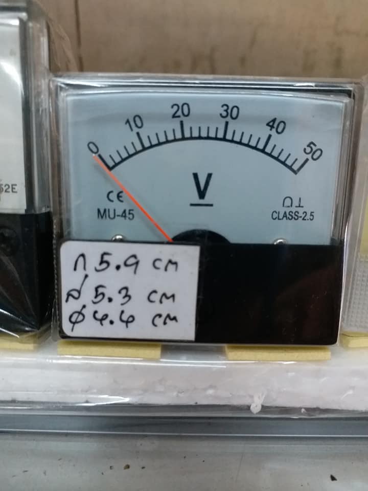 มิเตอร์50VDCมิเตอร์เข็ม50VDC50โวลท์ดีซีรุ่นMU-45ขนาดกว้าง54มมยาว60มมสูง45มม(54x60x45MM)MU45ราคาตัวล่ะอนาล็อกมิเตอร์