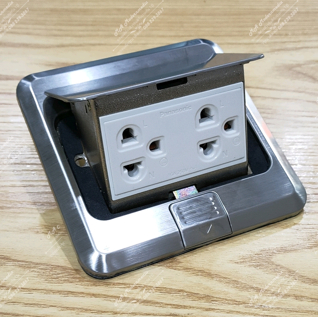 POP-UP ปลั๊กกราวคู่panasonic ฝังพื้น (สีเงิน)