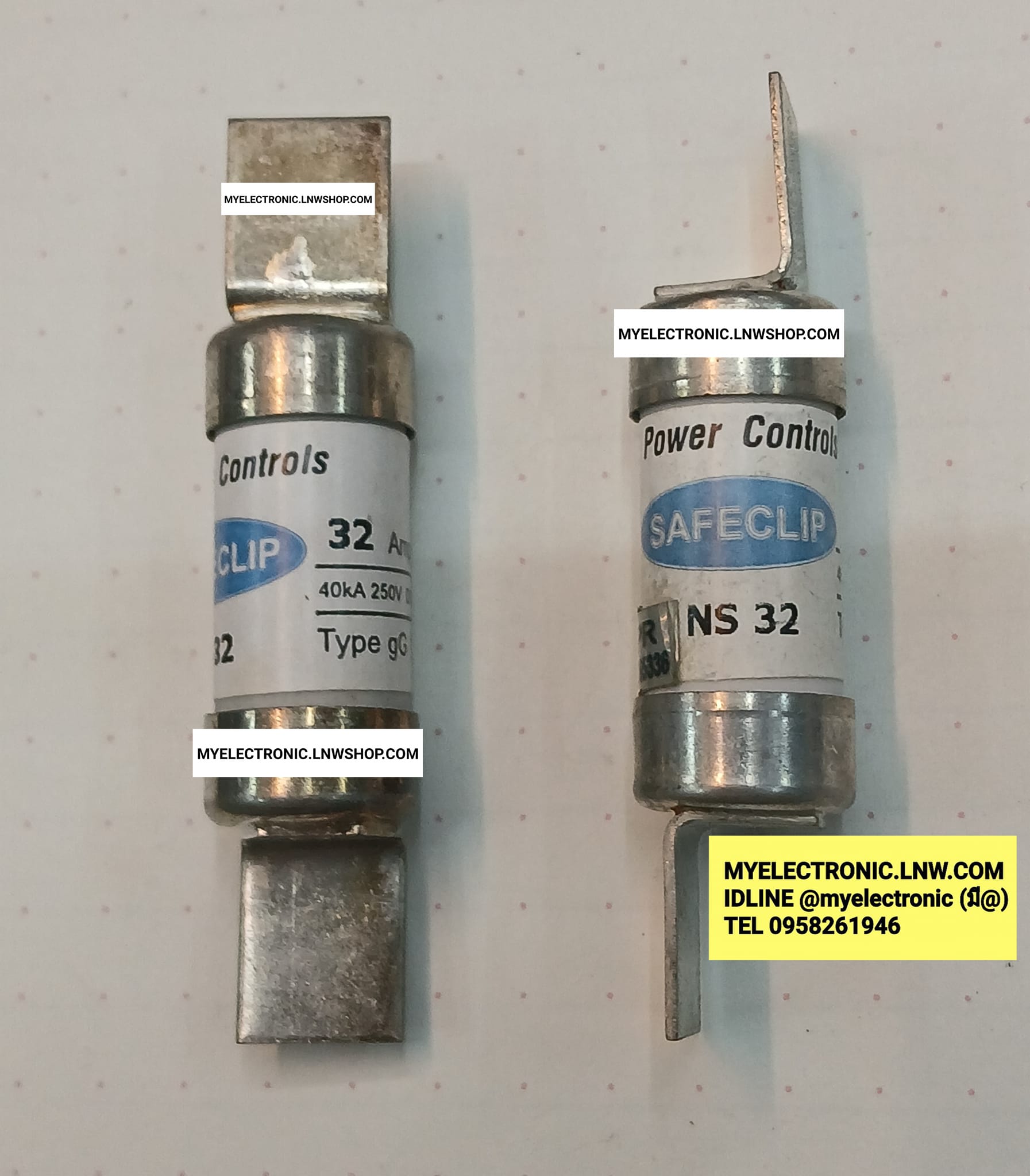 ขาย ฟิวส์32A 40KA 250V 440V AC รุ่น NS32 MODEL ยี่ห้อ GE ของแท้ POWER CONTROL FUSE SAFECLIP ฟิวส์ 32A ราคา ตัวละ . . . . . หน่วย บาท