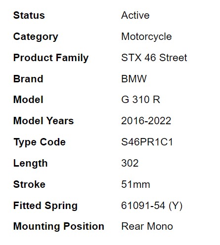 โช๊คหลัง OHLINS BM 735 FOR BMW G310R