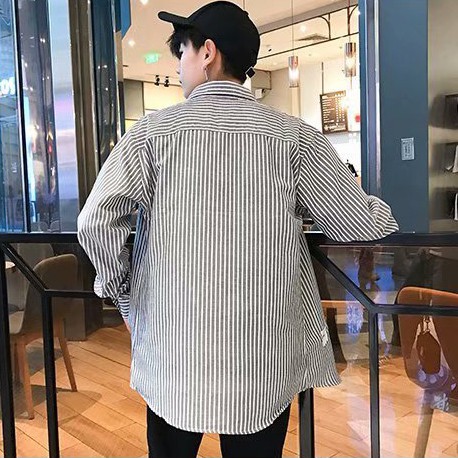 ✅ ลดล้างสต๊อค (S12 ลายเส้นถี่แนวตั้ง) ผ้า oxford เสื้อเชิ้ตแขนยาว Shirt แฟชั่น เสื้อเที่ยว M L XL XXL 2XL