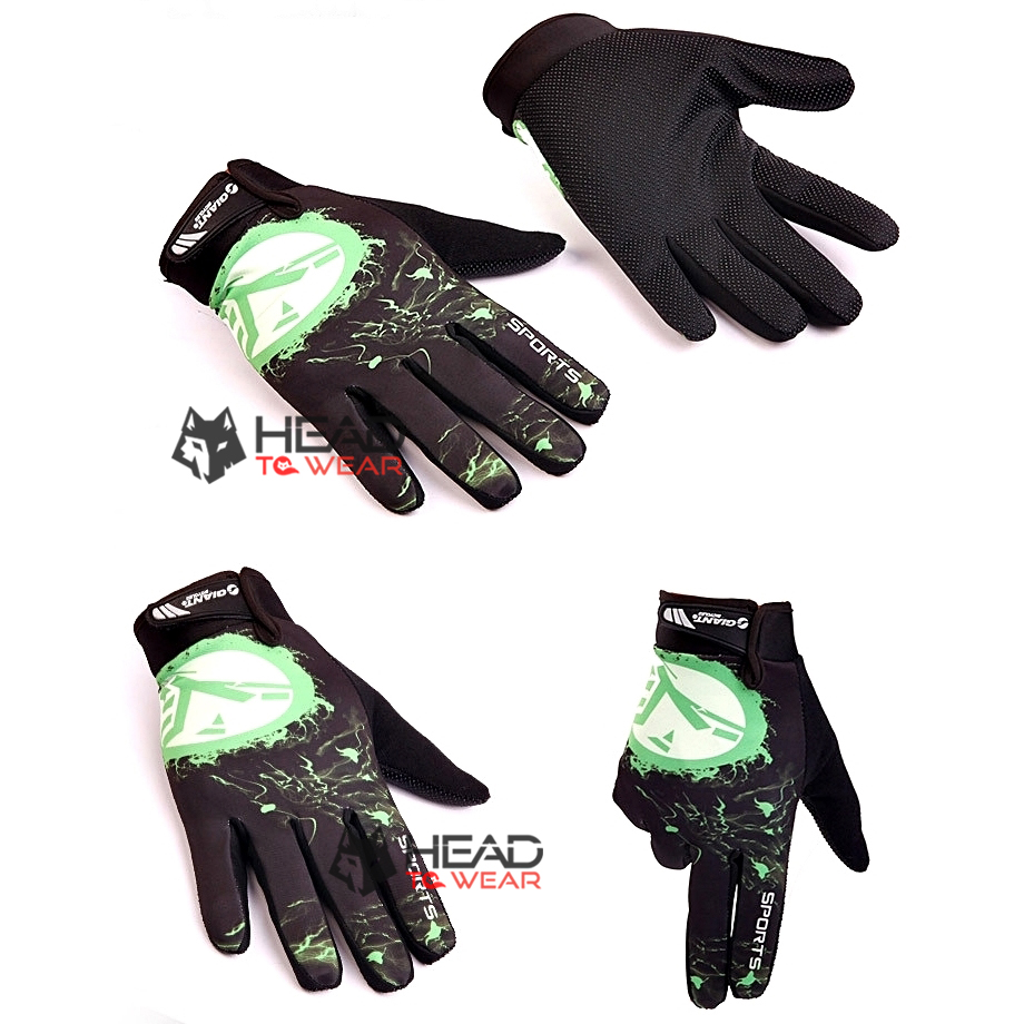 ถุงมือเต็มนิ้ว ทรง SPORTS : สีเขียว Green รหัส GT004