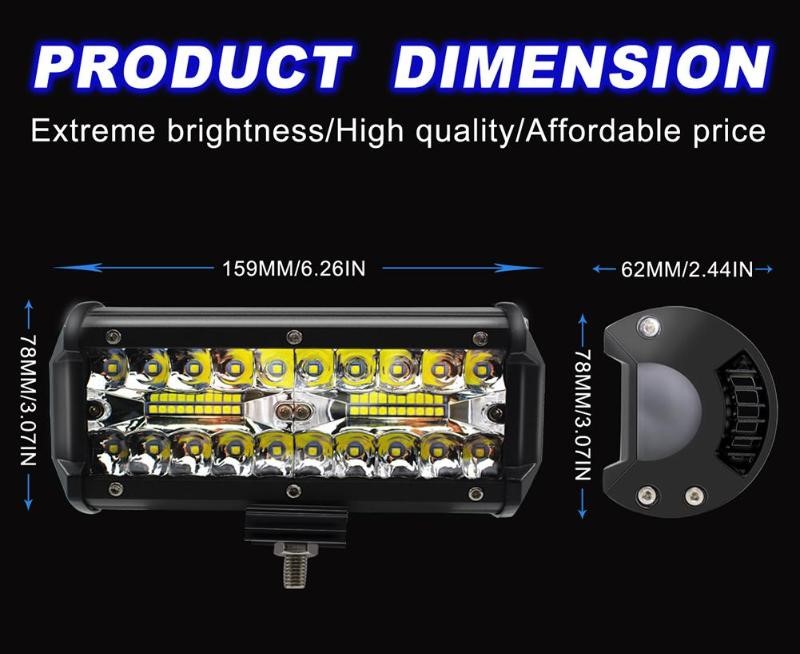 ส่งฟรี + จัดโปร X เเพ็ค 4 ชิ้น !! LED LIGHT BAR 120W สปอร์ตไลท์ไฟรถยนต์led ไฟหน้ารถ ไฟท้าย ไฟตัดหมอก รุ่น High CLASS 3 Row 12V-24V เเสงขาว งานพรีเมี่ยม จำนวน 4 ชิ้น