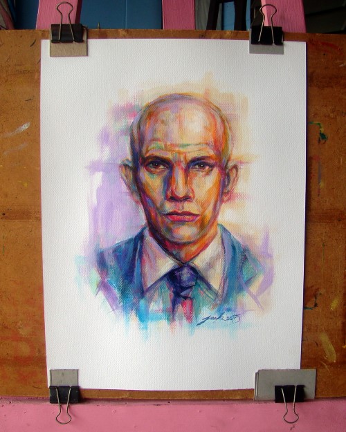 "John Malkovich" ภาพวาดสีอะครีลิค งานเพ้นท์บนกระดาษ canson 300 แกรม ขนาด 28 x 38 cm. [11 x 15 นิ้ว]