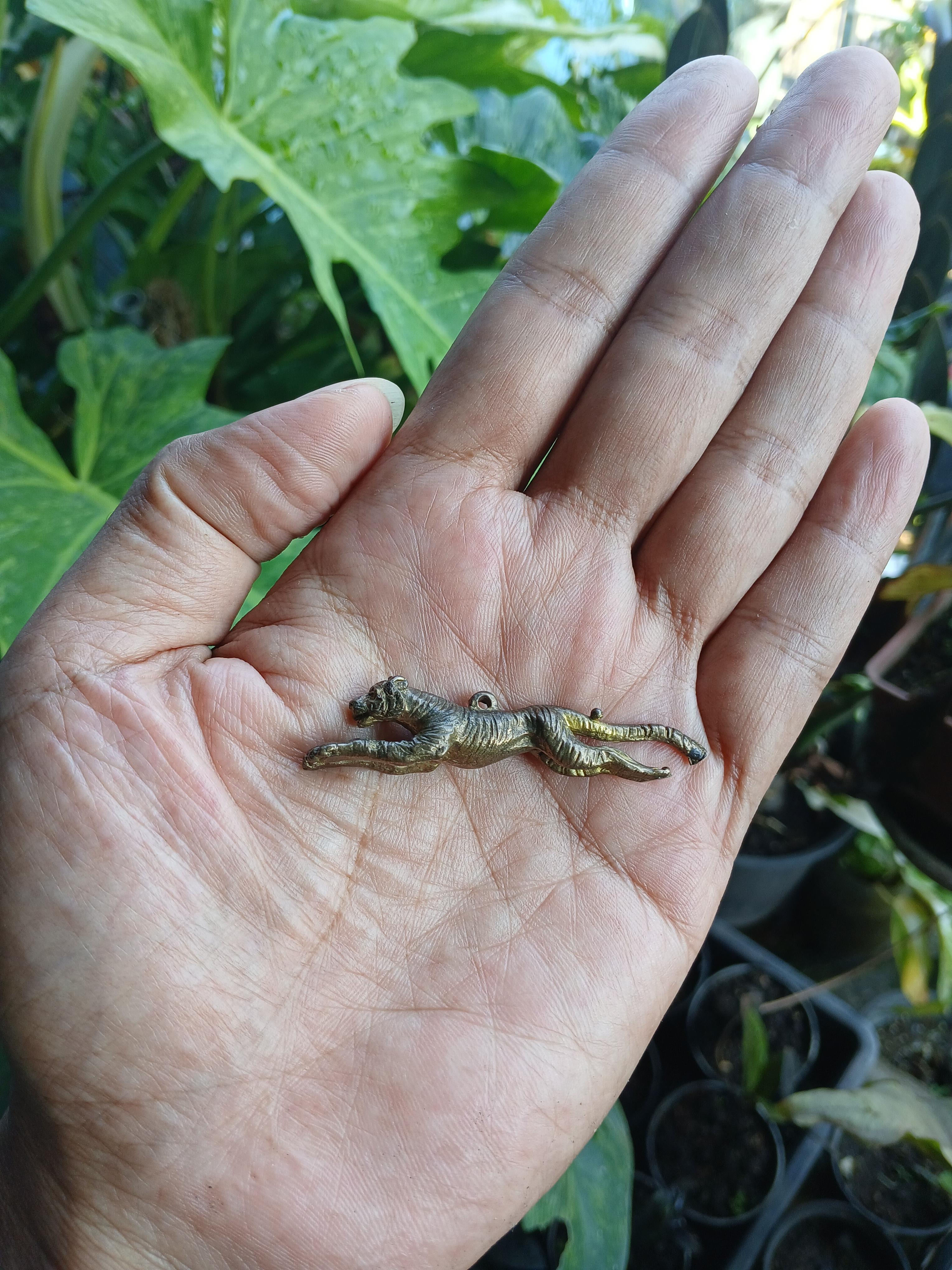 เสือปืนแตก รุ่น2 หลวงปู่แย้ม วัดตะเคียน จ.นนทบุรี เนื้อทองเหลือง หล่อโบราณ สร้างน้อย หายาก