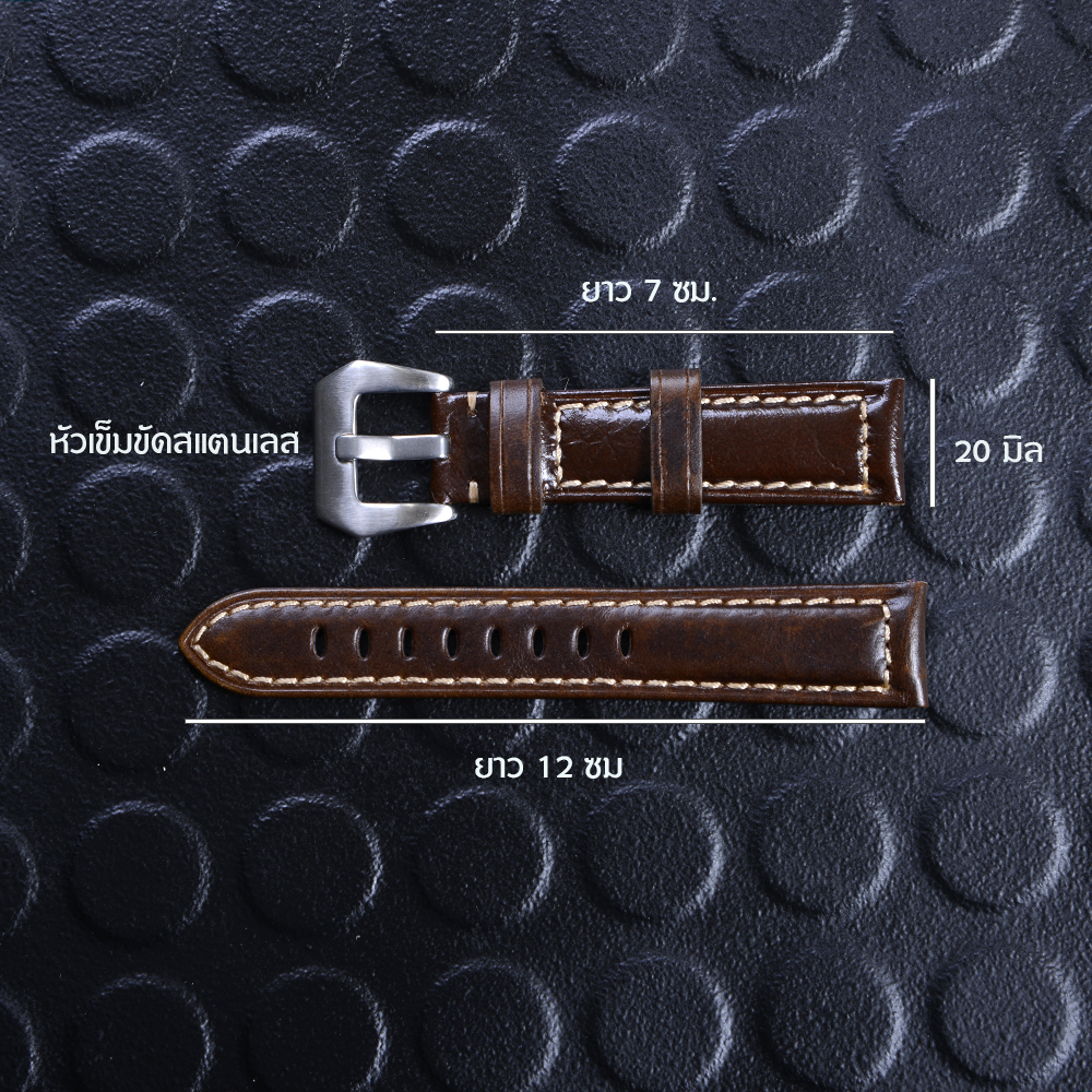 WS-09-10-22-57-60 สายนาฬิกาหนังแท้ GENUINE LEATHER WATCH BAND ขนาด 20 มิล อุปกรณ์เสริมนาฬิกาชายและหญิง ชิ้น 225 กรัม Black-Brown 20 mm