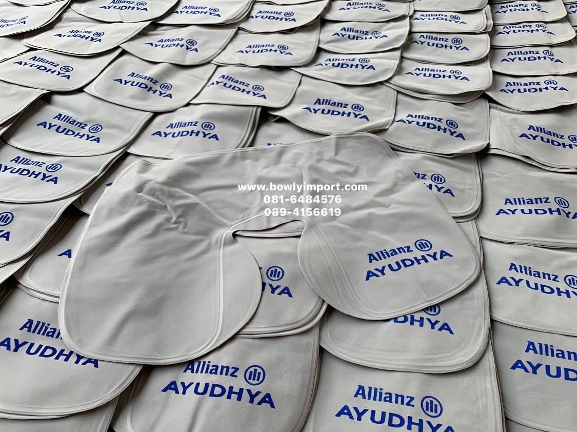 หมอนรองคอเป่าลม เนื้อผ้ากำมะหยี่ พร้อมสกรีนโลโก้