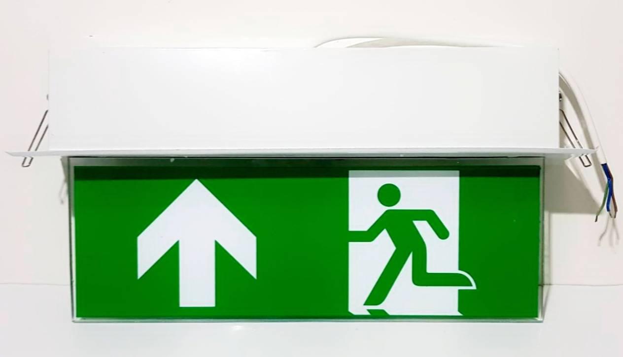* ราคาส่ง* ป้ายทางหนีไฟ led (เเบบฝังฝ้า) สำหรับใช้เป็นป้ายไฟสัญลักษณ์ทางออก Fire Exit เมื่อเหตุการณ์ฉุกเฉิน ไฟดับ ไฟตก สามารถสำรองไฟได้ 3-5 ชั่วโมง แบบสองหน้า ชนิดฝังฝ้า 220V รุ่นสัญลักษณ์ลูกศรชี้ขึ้น จำนวน 1 ชิ้น