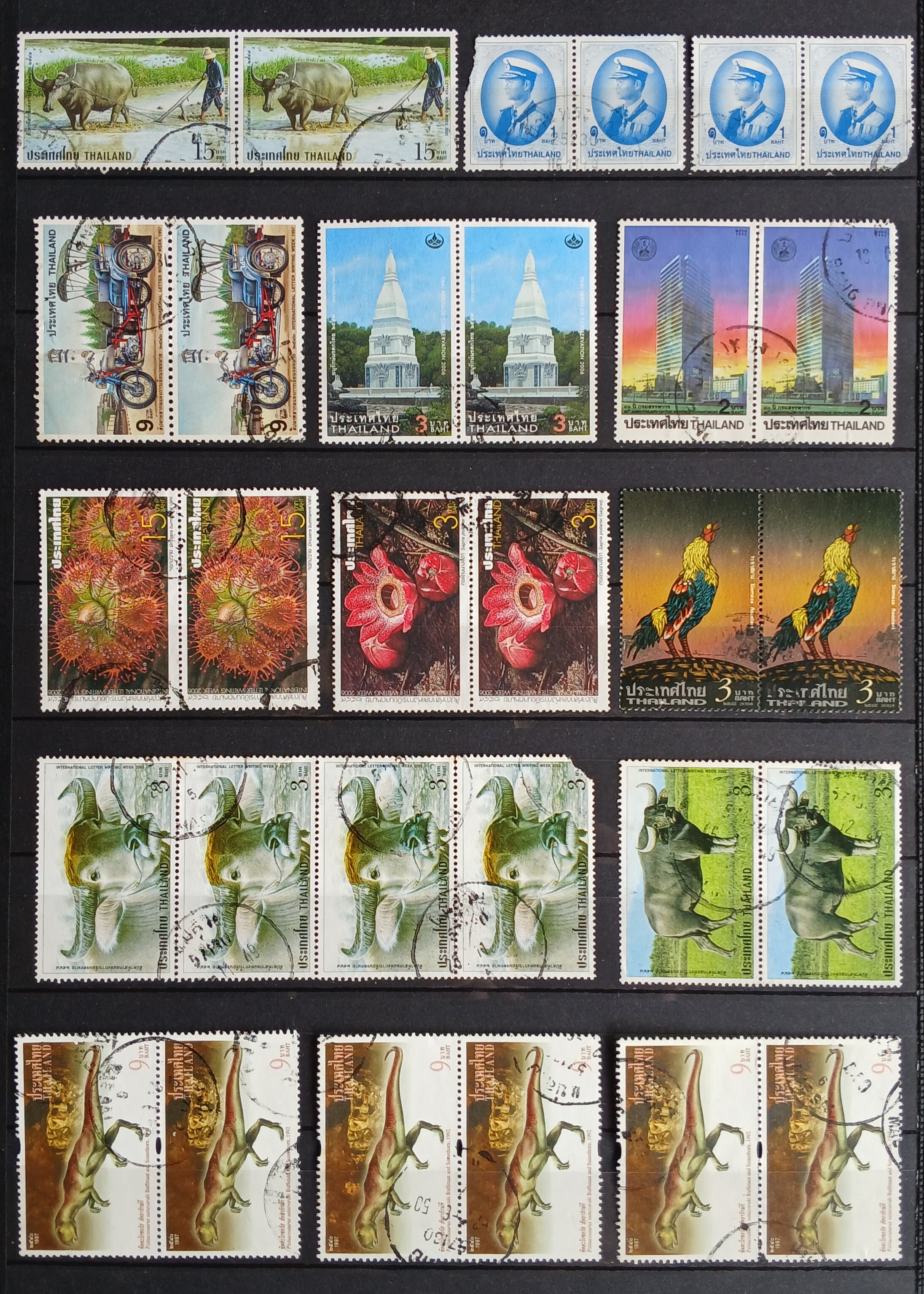 s3467-แสตมป์ไทยใช้แล้ว มีเดี่ยว,บล็อก,คู่,ดวงติดกัน รวม 140 ดวง (ตำหนิขาดมุมไม่นับ)...+ซองจดหมายส่งจริง ติดแสตมป์ไทย 1ซอง ...+ซองจดหมายส่งจริง ต่างประเทศมาไทย 1 ซอง