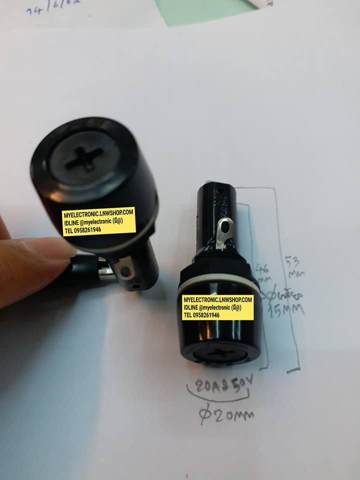 ขาย กระบอกฟิวส์20A250V กระบอกฟิวส์ใหญ่ สำหรับฟิวส์ขนาด6×30มม.กระบอกฟิวส์ ยี่ห้อSATO ราคา ตัวละ . . . . หน่วย บาท