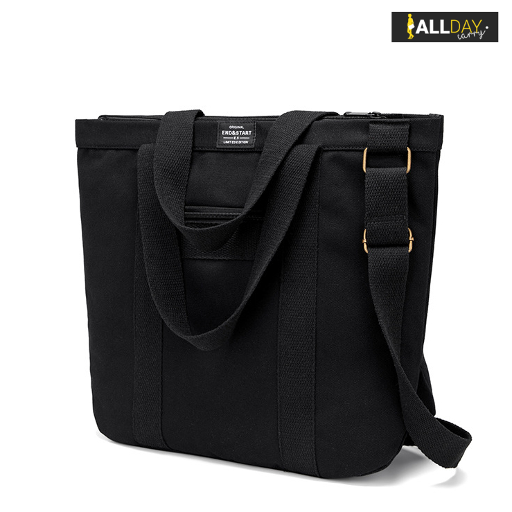 มาใหม่! NY20 กระเป๋าสะพายข้าง กระเป๋าถือ ถุงผ้าลดโลกร้อน มีซิป สีดำ สวยเท่ ผ้า Canvas ผู้ชาย ผู้หญิง