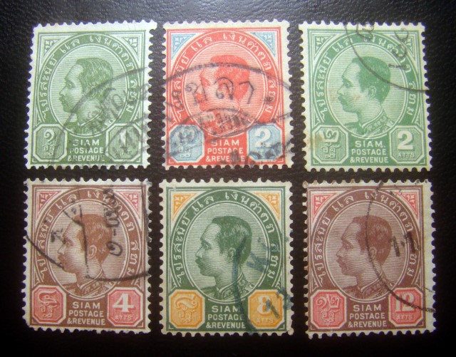 s2807-แสตมป์รัชกาลที่ 5 ชุดที่ 3 พระพักตร์ข้าง พ.ศ.2442 จำนวน 6 ดวง ไม่ซ้ำ ใช้แล้ว ราคาเบา หายาก น่าสะสมครับ