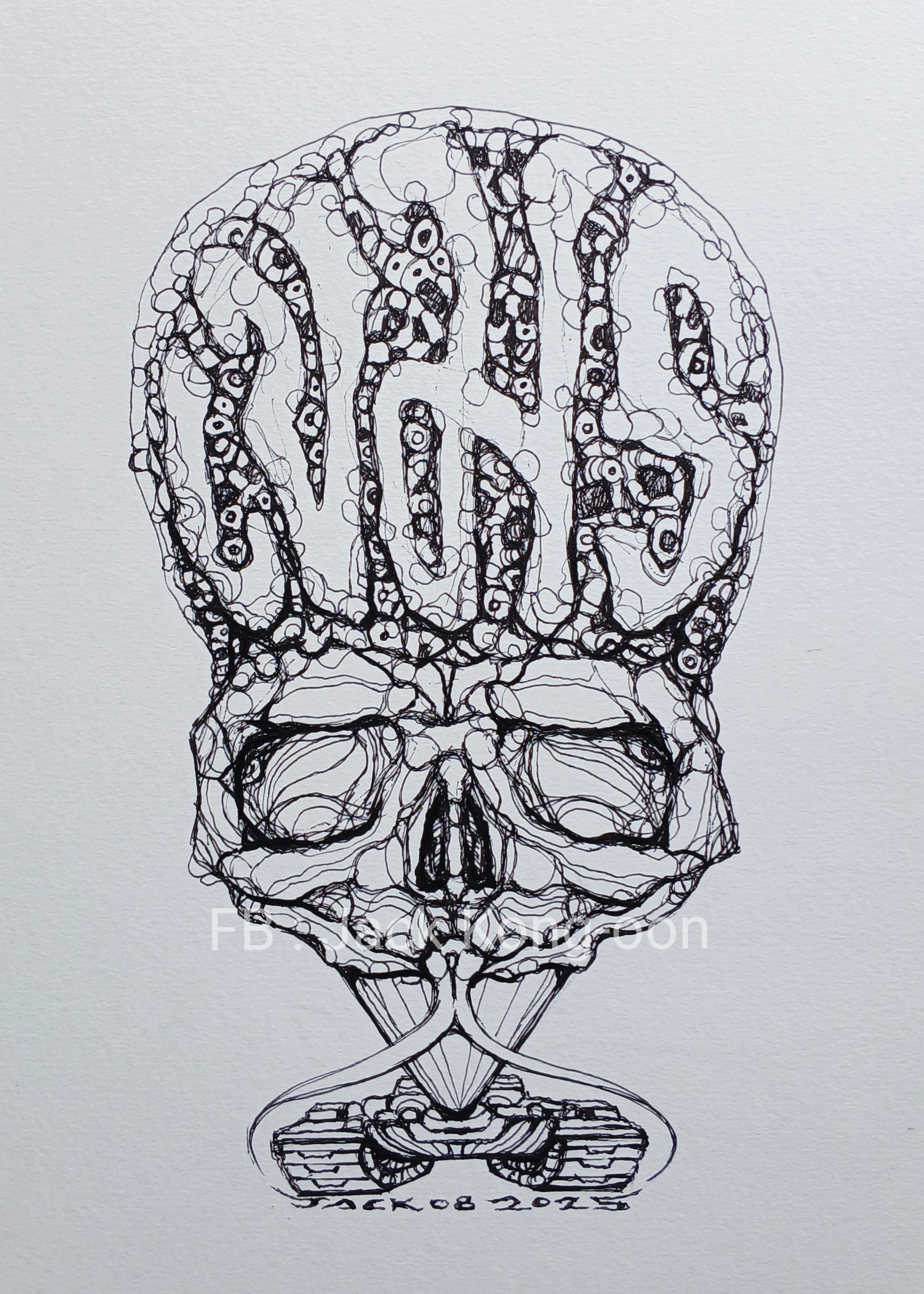 Surreal Portrait 32 วาดเส้นปากกา หมึกดำ กระดาษร้อยปอนด์ (200 แกรม) ขนาด 21×29.7 cm. A4