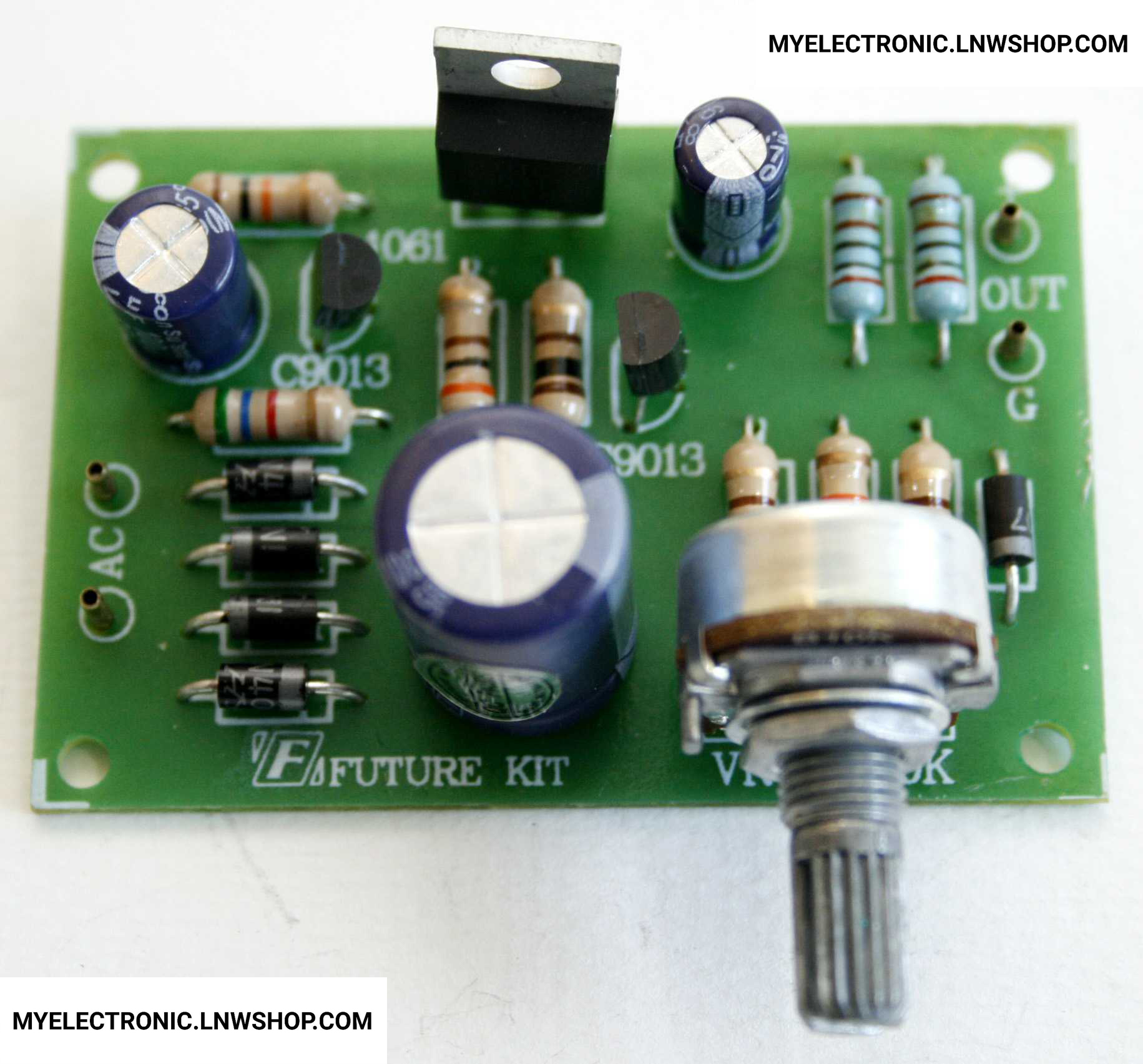 ขาย FA808 ชุดลงปริ้น วงจร เร็คกูเลเตอร์ ชุดลงปริ้น 0-30 โวลท์ 1 แอมป์ เร็กกูเลเตอร์ VARIABLE REGULATOR 0-30V DC 1A MP FA ชุดลงปริ้น แล้ว ชุดประกอบลงปริ้น แล้ว ยี่ห้อ ฟิวเจอร์คิท FUTURE KIT ของแท้ โครงงาน อิเล็กทรอนิกส์ เพื่อการศึกษา เรียนรู้ ทำ โปรเจ็ค PR