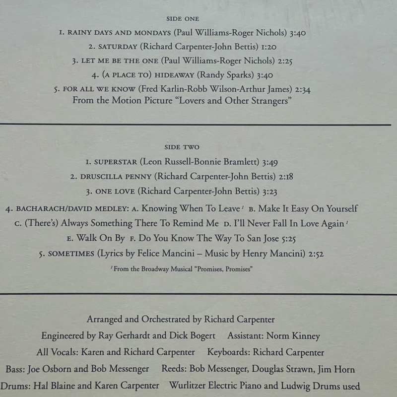 แผ่นเสียง Carpenters – Carpenters(ซองจดหมาย) Vinyl, LP, Album, Reissue, Remastered, US มือหนึ่ง ซีล