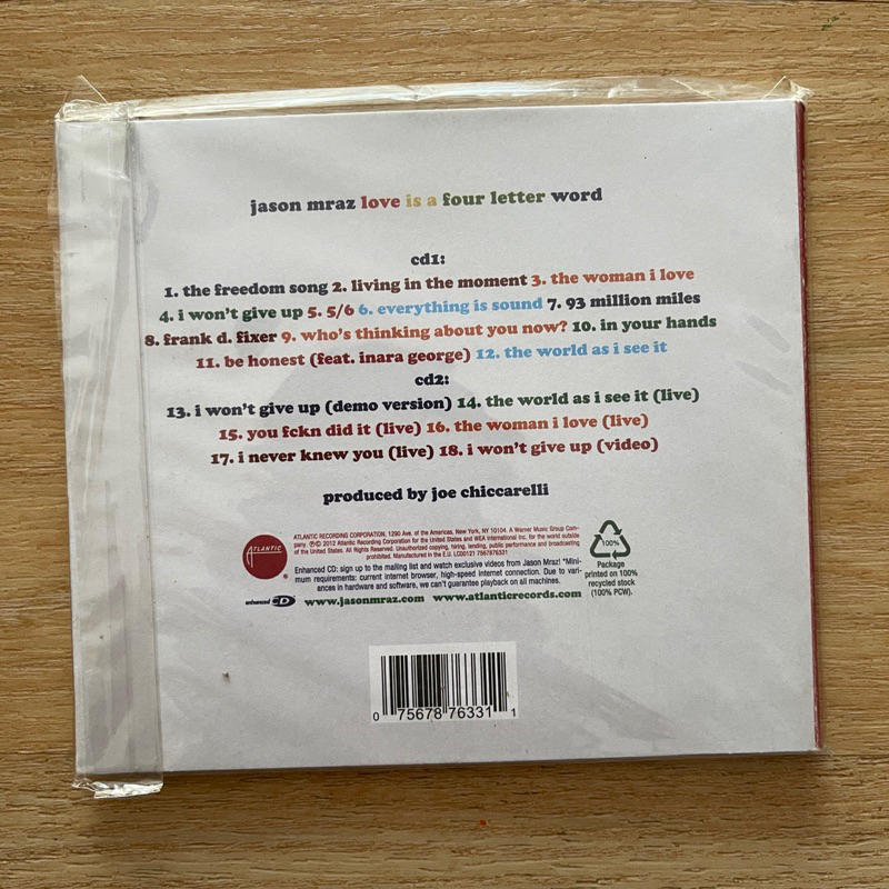 CD ซีดีเพลง Jason Mraz – Love Is A Four Letter Word แผ่นแท้ ใหม่ ซีล