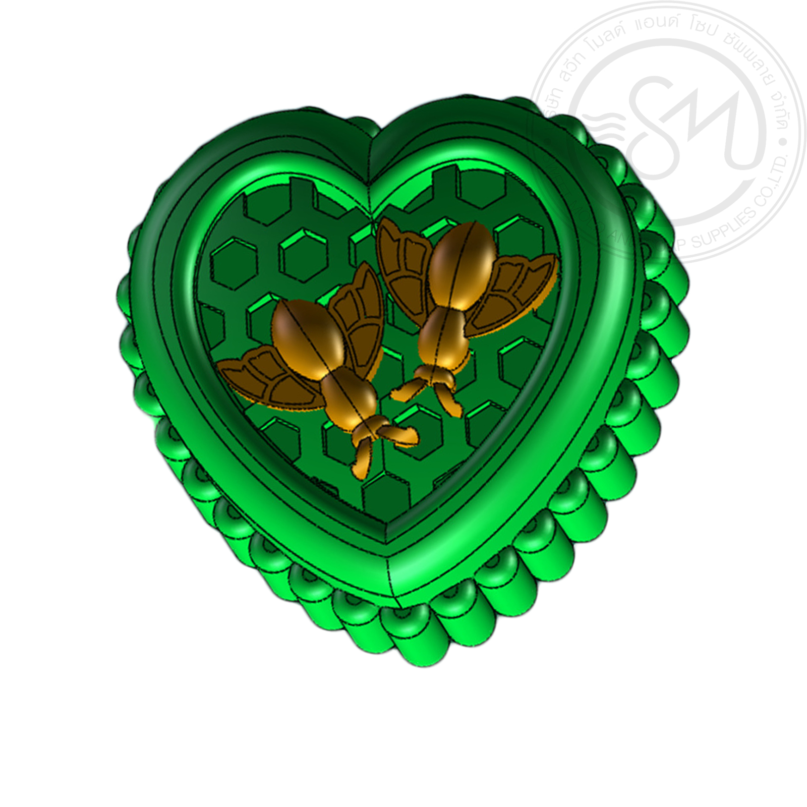 พิมพ์ซิลิโคนรูปหัวใจลายผึ้ง ขนาด65กรัม 6ช่อง