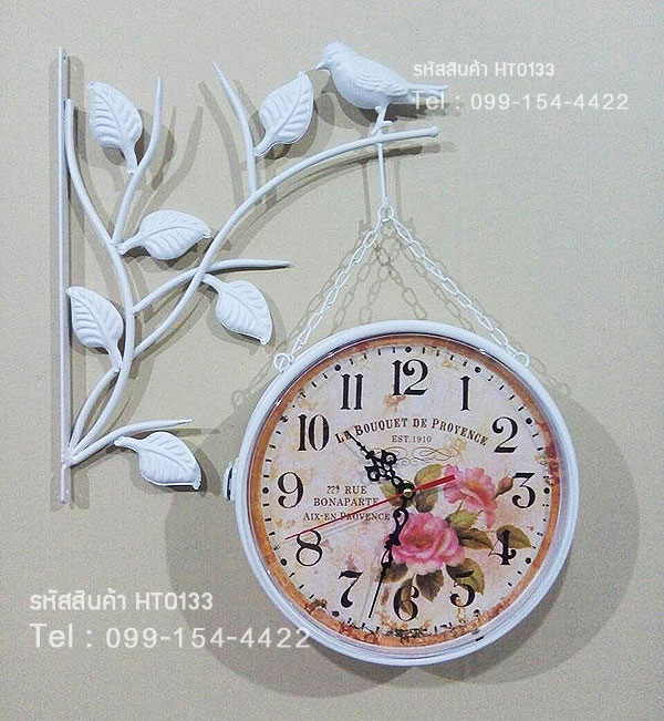 ของขวัญเปิดร้านใหม่สไตล์วินเทจ นาฬิกาแขวนติดผนังเก๋ๆ แบบสองหน้าสีขาว