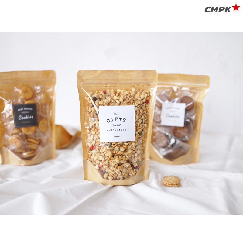 ถุงคราฟท์ซิปล็อค ตั้งได้ หน้าใส Food Safty ใส่ขนม กันอากาศเข้าได้ดี (50ใบ) - STK