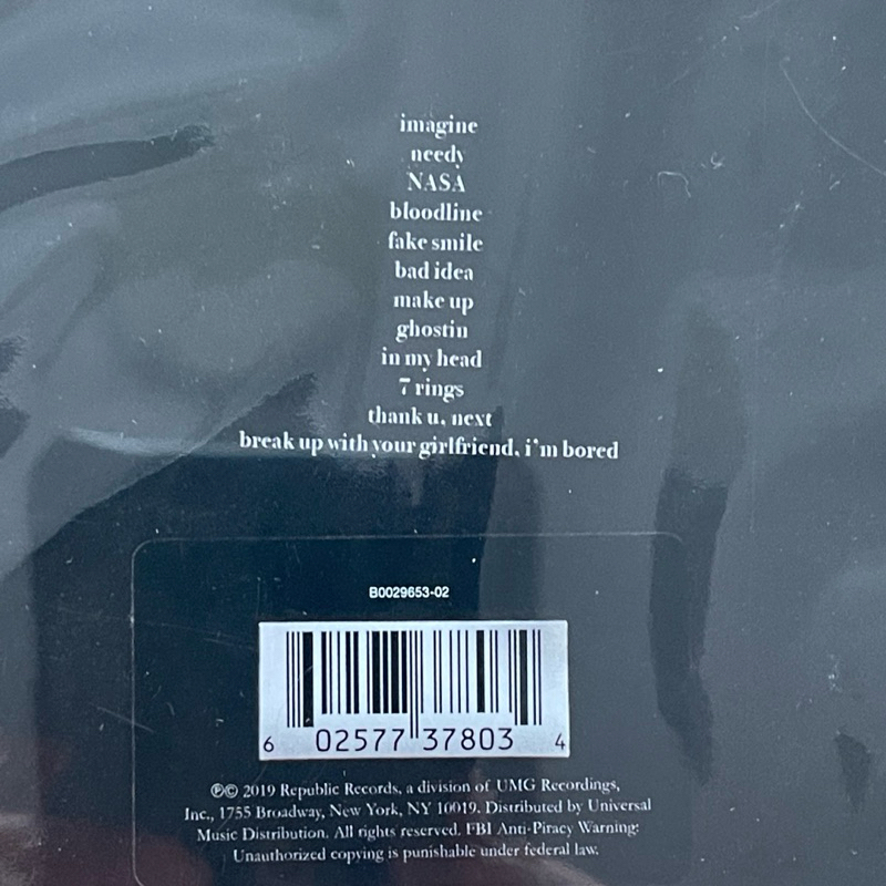 CD ซีดีเพลง Ariana Grande - Thank U, Next ,CD, Album, Explicit มือหนึ่ง ซีล