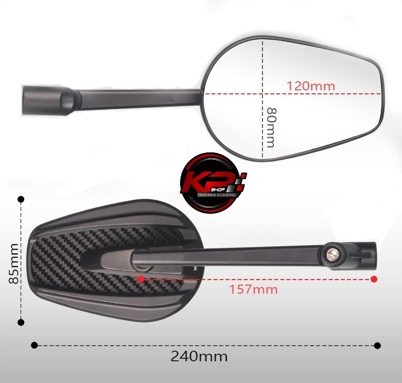 กระจกมอเตอร์ไซค์ ทรงรี ลายคาร์บอนเคปล่า