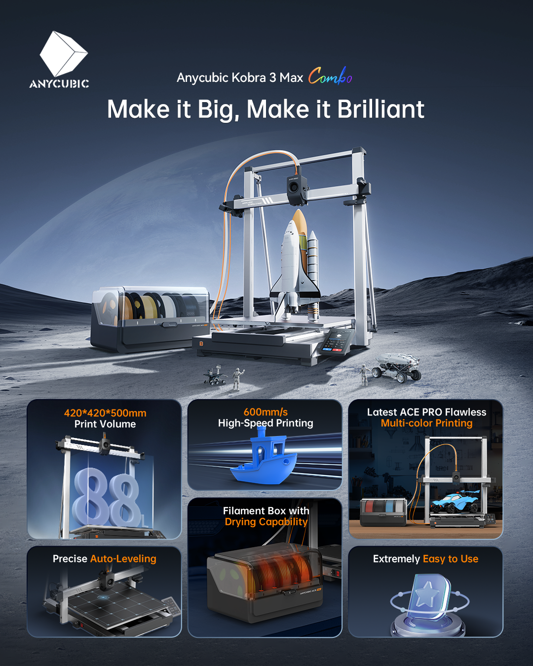 เครื่องพิมพ์ 3 มิติ , 3D Printer : Anycubic Kobra 3 Max Combo by In2Real3d