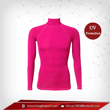 เสื้อรัดกล้ามเนื้อ Rash Guard แขนยาวคอเต่า ชมพู hotpink