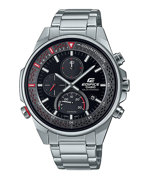 Casio Edifice รูปทรงเพรียวบางประดับคริสตัลแซฟไฟร์ รุ่น EFS-S590D-1AV