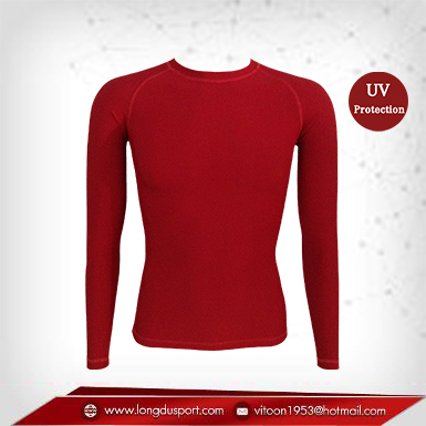 เสื้อรัดกล้ามเนื้อ แขนยาวคอกลม สีแดง มี Size S M L XL