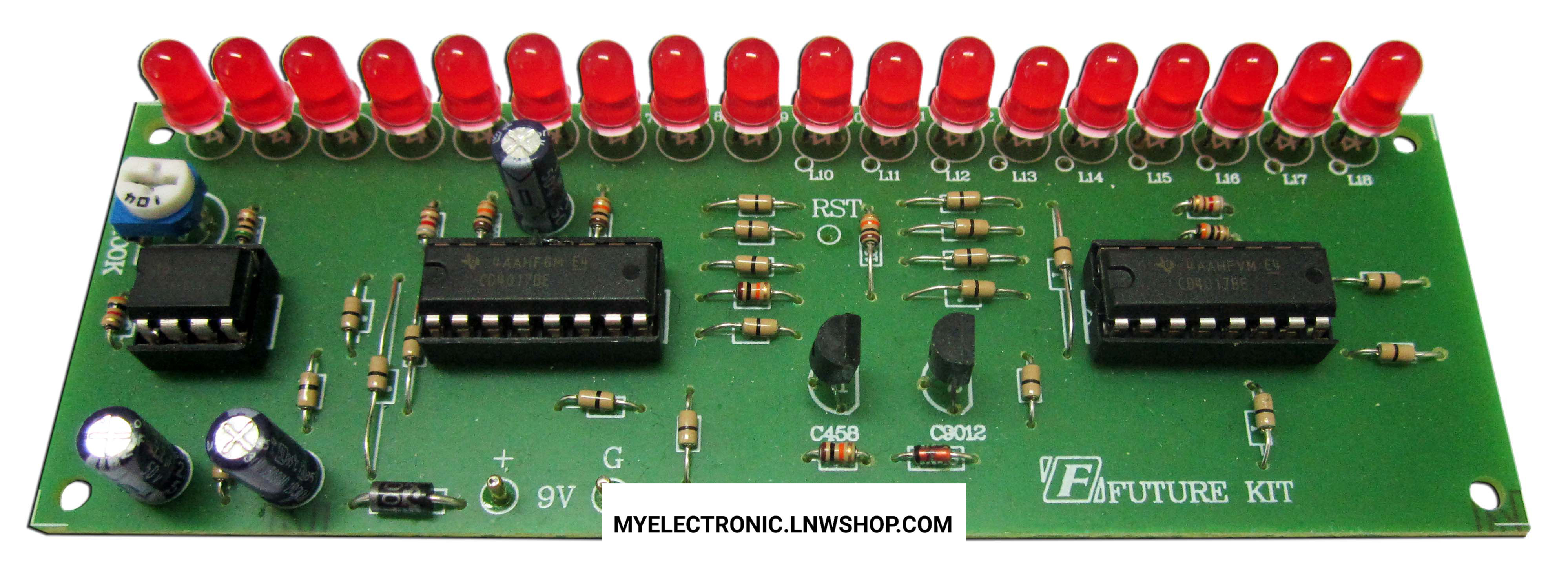 ขาย FA188 วงจรไฟวิ่งเรียงลำดับ LED 18 ดวง (ชุดFAประกอบลงปริ้นแล้ว) ชุดลงปริ้น ชุดสำเร็จ ประกอบลงปริ้นแล้ว ยี่ห้อ ฟิวเจอร์คิท FUTUREKIT โครงงาน อิเล็กทรอนิกส์ เพื่อการศึกษา โปรเจ็ค PROJECT นักเรียน นักศึกษาราคา ชุดคิท ยังไม่ลงปริ้น ตัวละ ชุดละ . . . หน่วย 