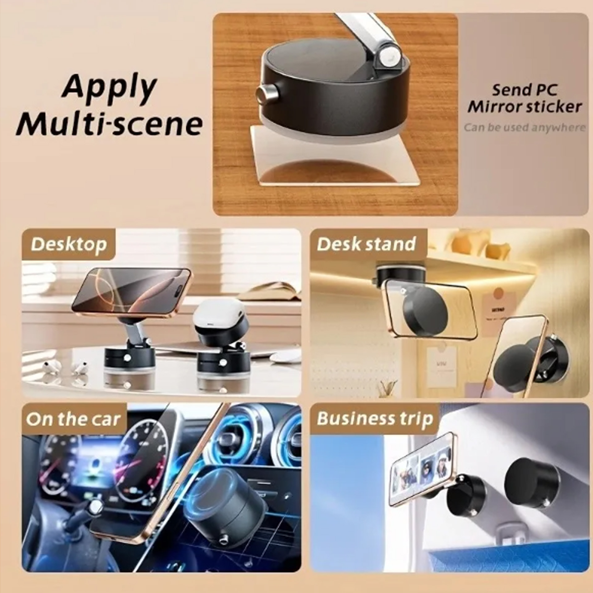 NO-01-02#Magnetic Car Phone Stand แท่นแม่เหล็กติดโทรศัพท์มือถือ ปรับมุมมองได้ พับเก็บได้และปรับความยาวได้ 1 อัน( มี 2 แบบ สีดำ) 2 0 กรัม Black ดูจากรูป