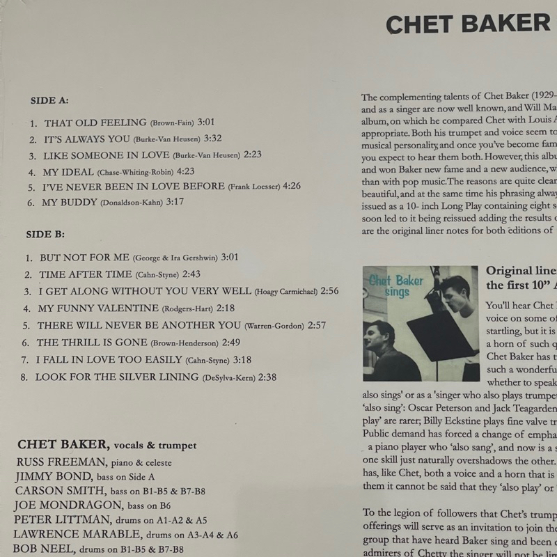 เสียง Chet Baker Sings ,** Limited edition Yellow vinyl , Vinyl, LP, Album, Reissue, Mono,180g มือหนึ่ง ซีล
