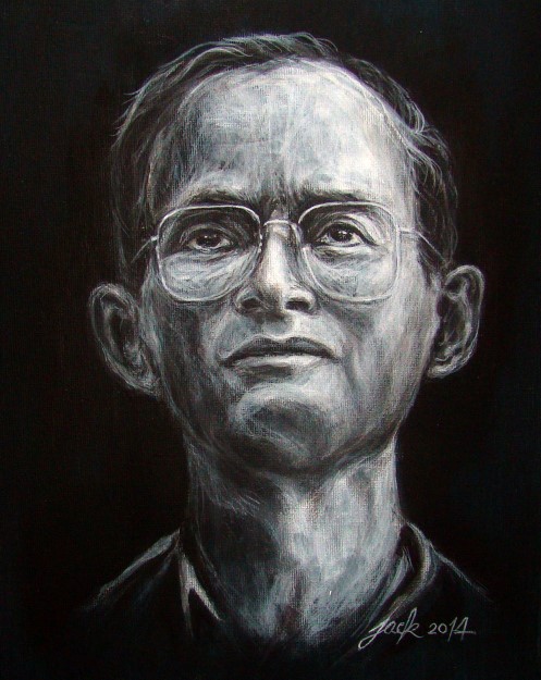 "King Rama 9" ภาพวาดสีอะครีลิค งานเพ้นท์บนเฟรมผ้าใบ canvas ขนาด 24 x 30 cm.