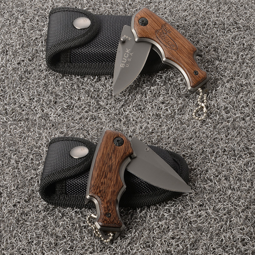 Buck-X44 มีดพับพกพา มีดพับขนาดเล็ก ขนาดมินิยาว 14 ซม.พร้อมซองไนลอน 1 150 กรัม Black 14 cm