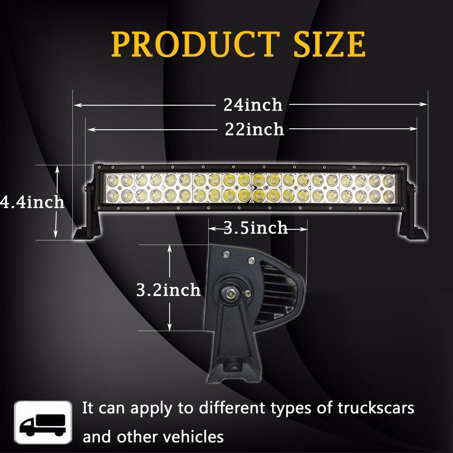 สว่างตาเเตก !! LED Light Bar ไฟรถยนต์ 120W บาร์ยาว ทรงโค้ง ไฟหน้ารถ ไฟท้าย สำหรับอะไหล่รถ อุปกรณ์รถยนต์ รถสิบล้อ รถบรรทุก รถ Jeep ATV เรือประมง เรือยอชท์ รถบรรทุก รถสิบล้อ สว่างมาก เเสงพุ่งเเละเเสงกระจาย งานพรีเมี่ยม เเสงขาว 12V-24V จำนวน 1 ชิ้น