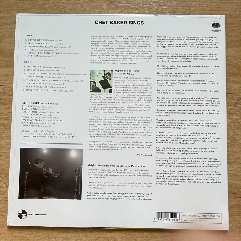 แผ่นเสียง Chet Baker Sing ,Vinyl, LP, Album, Limited Edition, Remastered, 180g มือหนึ่ง ซีล